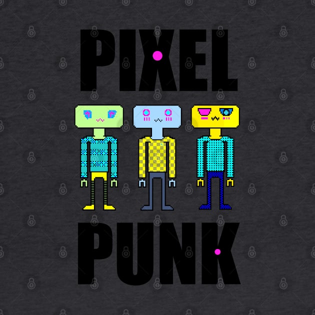 Pixel Punk Girl Robots in Pink by chowlet